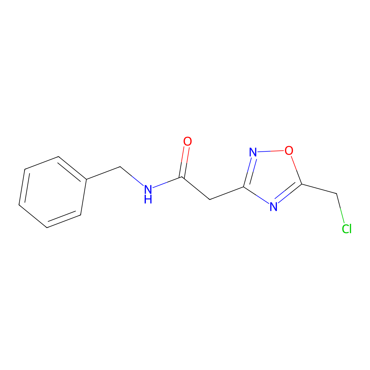 N-benzyl-2-[5-(chloromethyl)-1,2,4-oxadiazol-3-yl]acetamide molecular structure, CAS 1050886-07-1