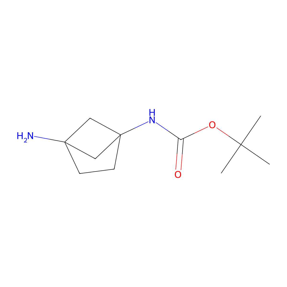 tert-butyl N-(4-aminobicyclo(2.1.1)hexan-1-yl)carbamate molecular structure, CAS 1050890-47-5