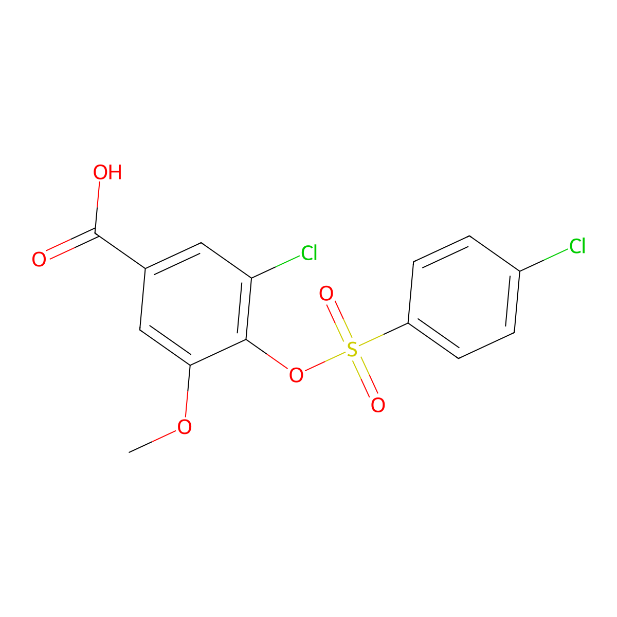 3-Chloro-4-{[(4-chlorophenyl)sulfonyl]oxy}-5-methoxybenzoic acid molecular structure, CAS 1050893-63-4