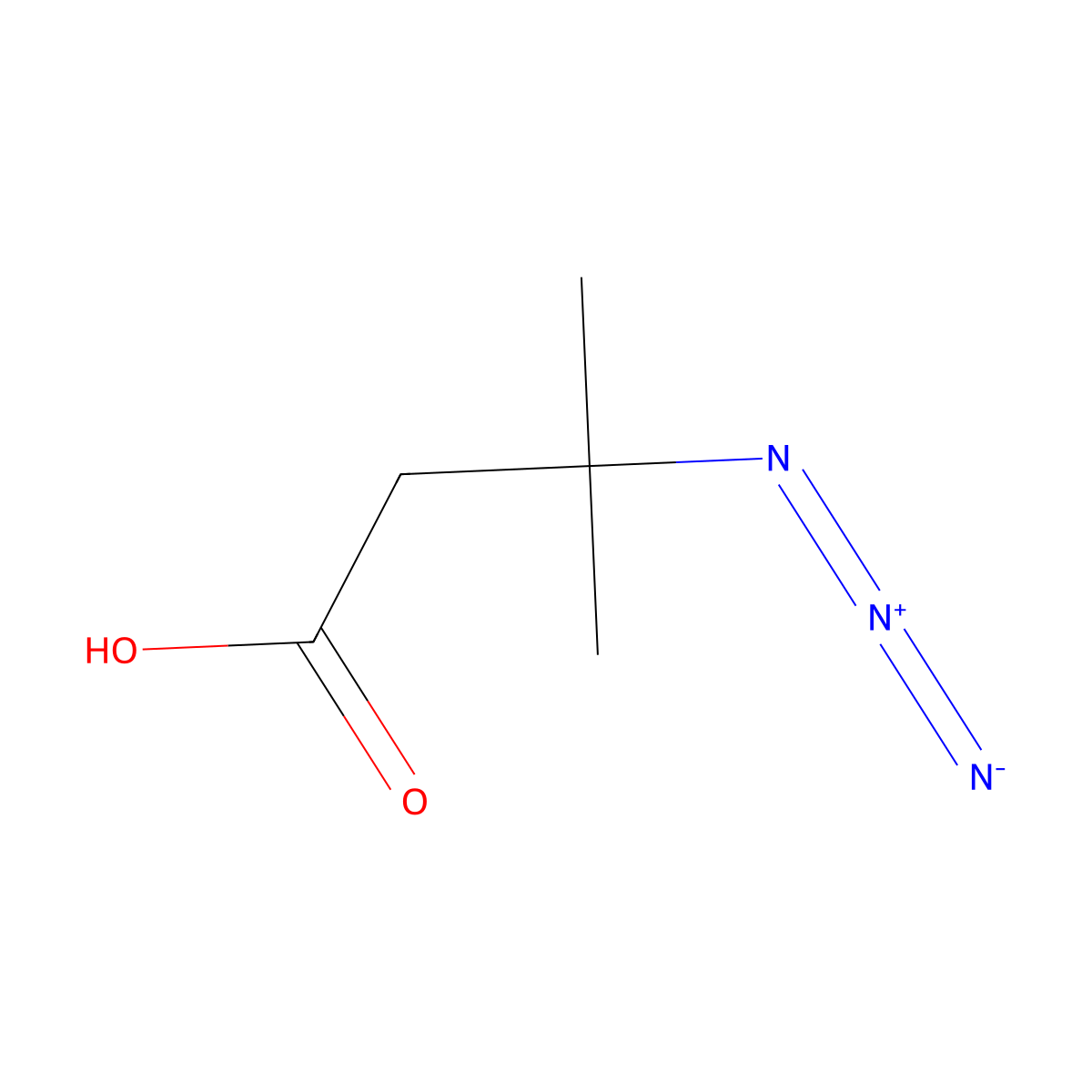 3-Azido-3-methylbutanoic acid molecular structure, CAS 105090-72-0