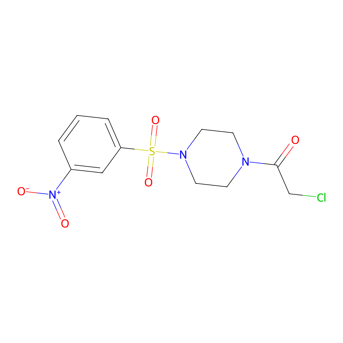 2-Chloro-1-(4-((3-nitrophenyl)sulfonyl)-1-piperazinyl)ethanone molecular structure, CAS 1050909-55-1