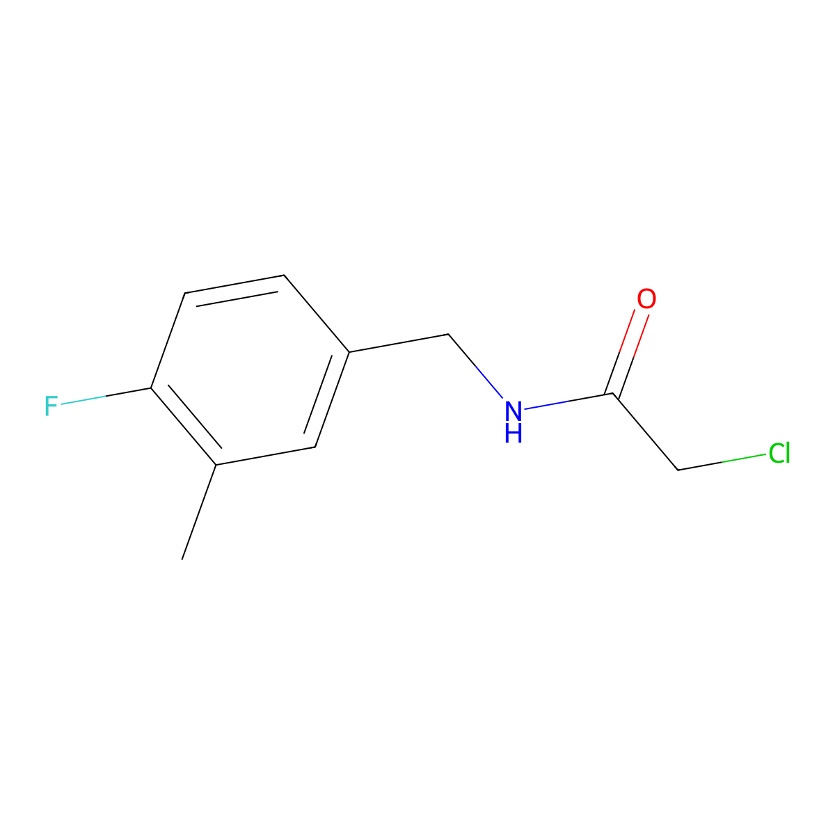 2-chloro-N-(4-fluoro-3-methylbenzyl)acetamide molecular structure, CAS 1050909-67-5