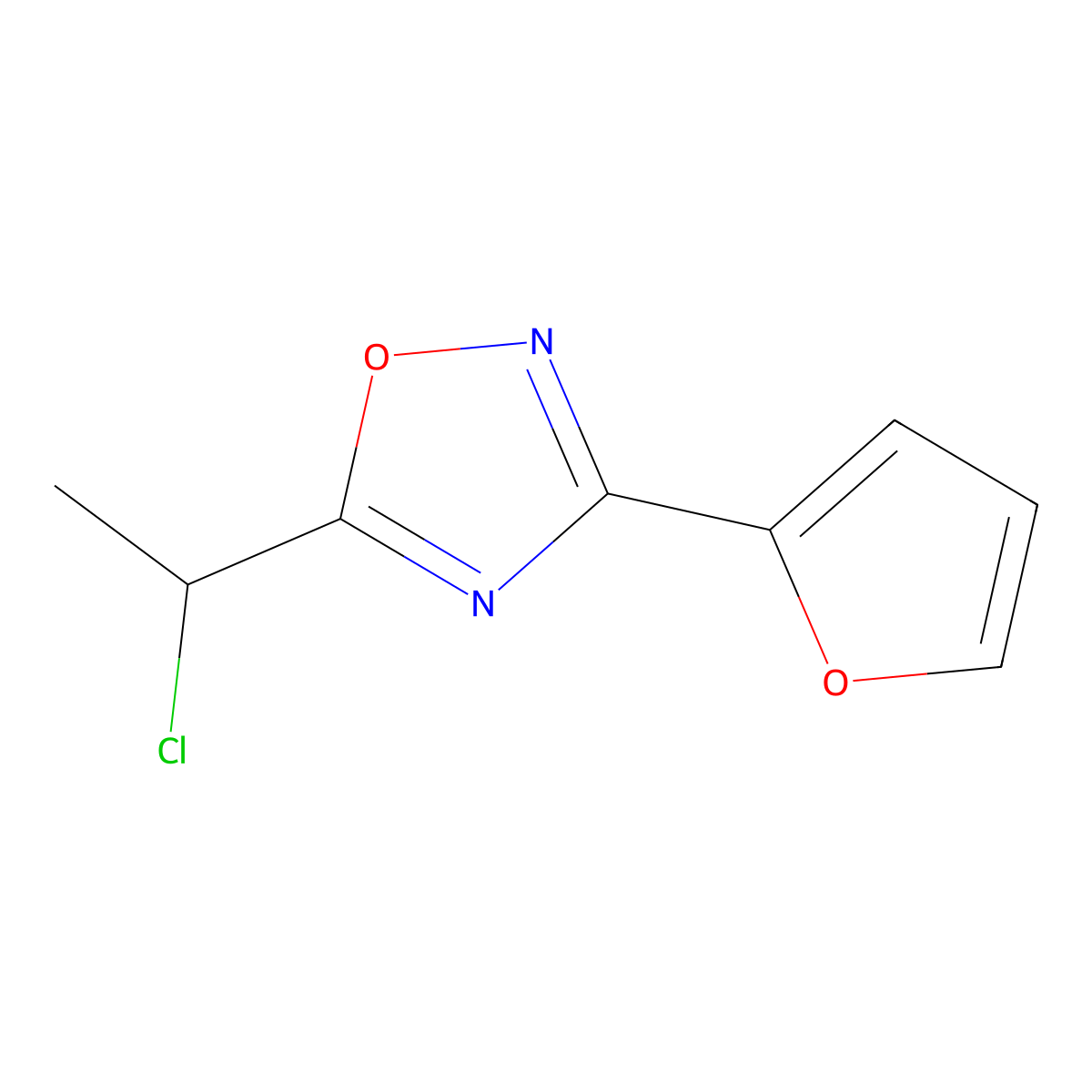 5-(1-Chloroethyl)-3-(2-furanyl)-1,2,4-oxadiazole molecular structure, CAS 1050909-73-3