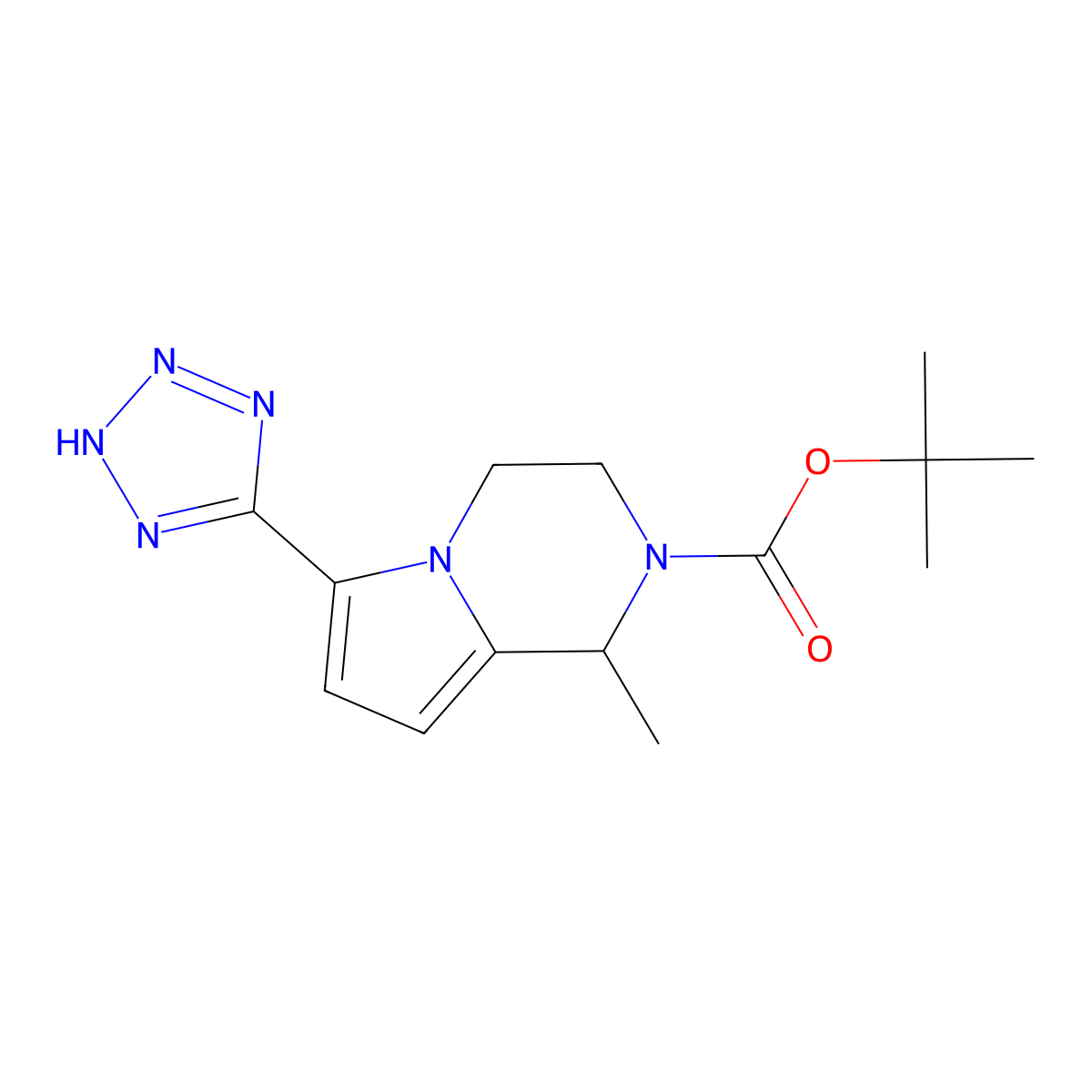 tert-butyl 1-methyl-6-(1H-1,2,3,4-tetrazol-5-yl)-1H,2H,3H,4H-pyrrolo[1,2-a]pyrazine-2-carboxylate molecular structure, CAS 1050909-97-1