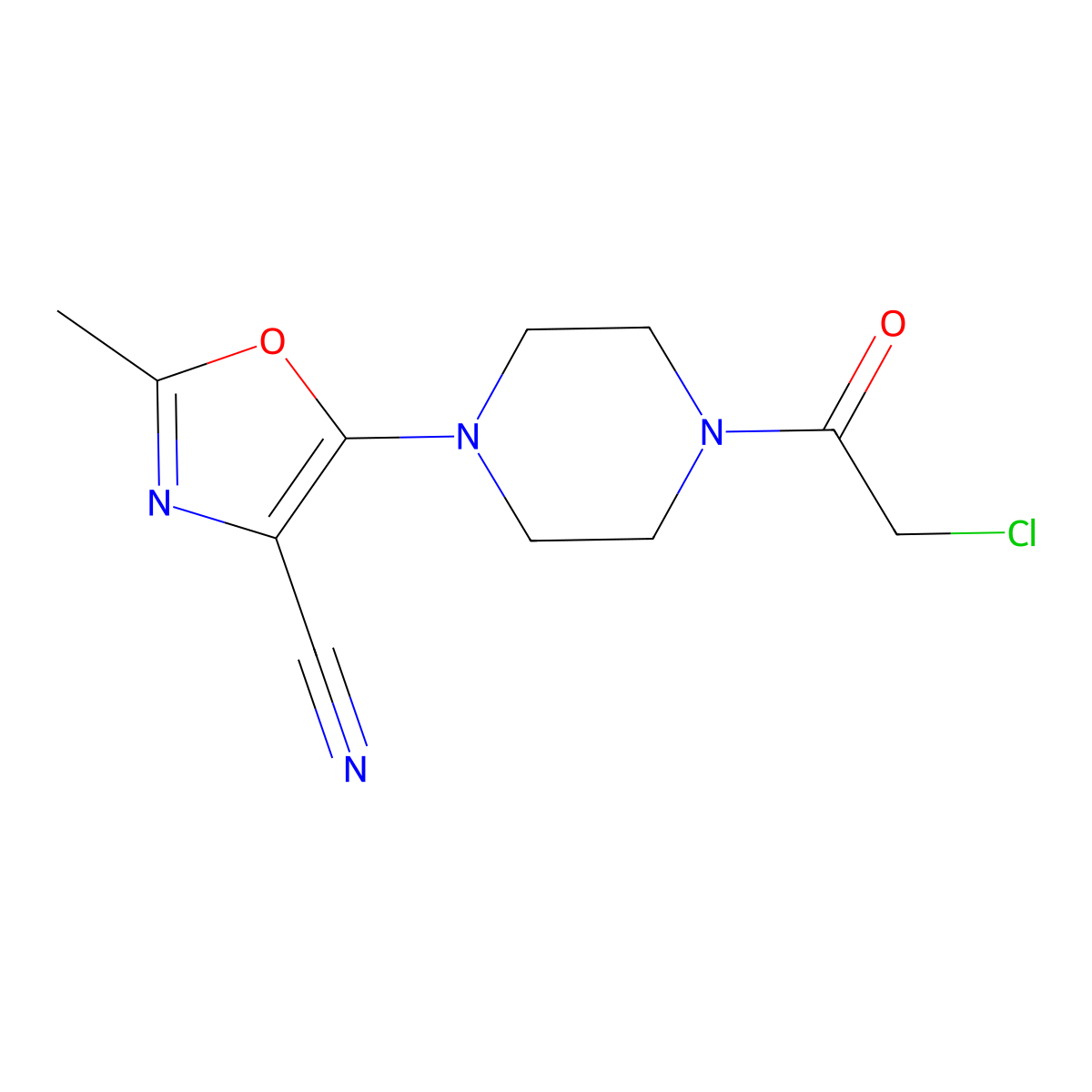 5-[4-(2-Chloroacetyl)piperazin-1-yl]-2-methyl-1,3-oxazole-4-carbonitrile molecular structure, CAS 1050910-17-2