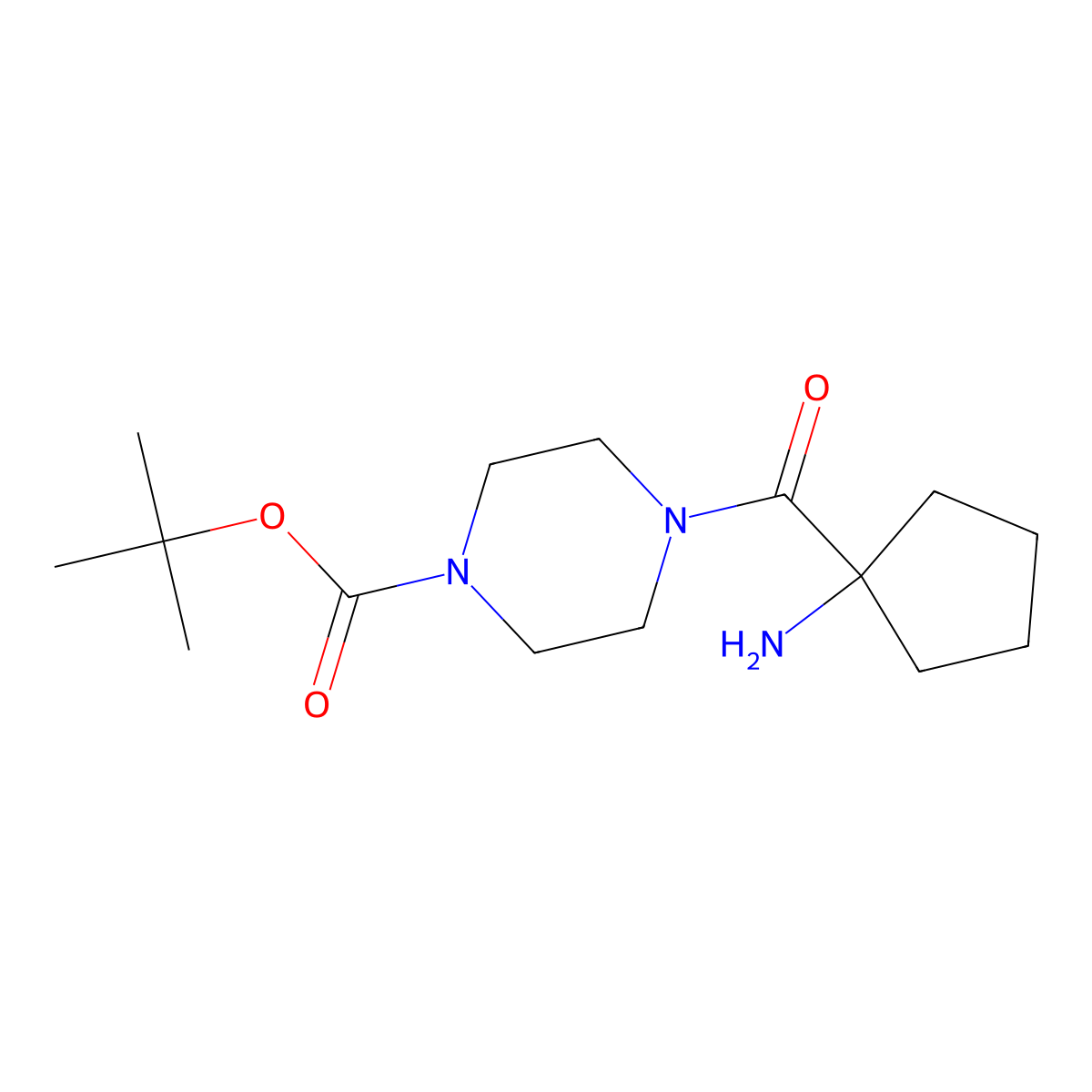 Tert-butyl 4-(1-aminocyclopentanecarbonyl)piperazine-1-carboxylate molecular structure, CAS 1050910-38-7