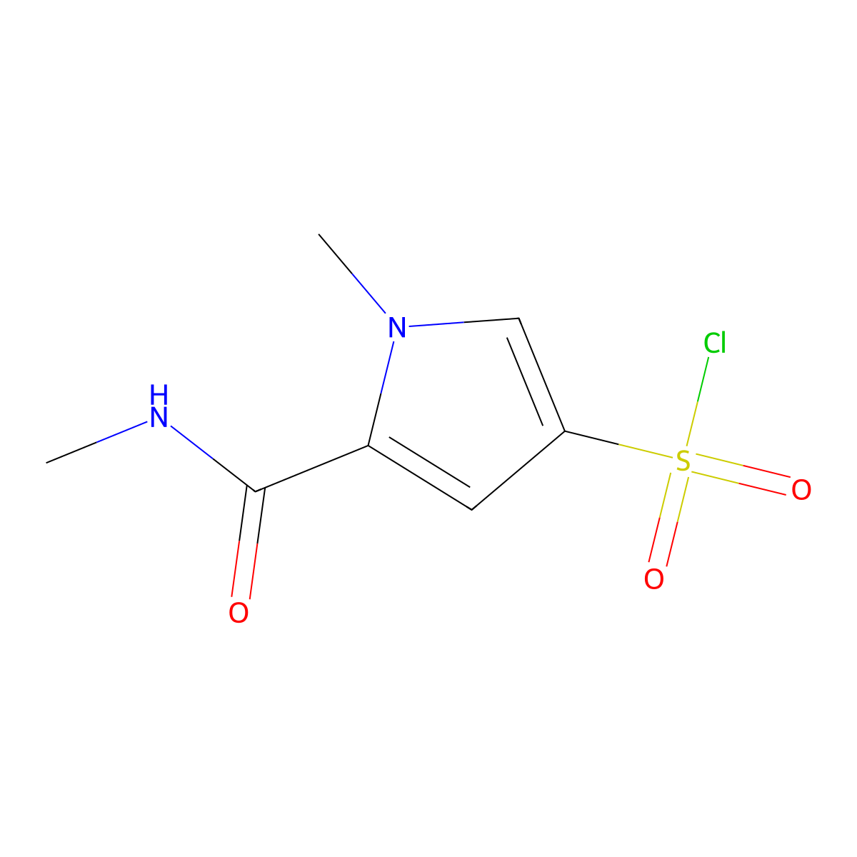 1-methyl-5-(methylcarbamoyl)-1H-pyrrole-3-sulfonyl chloride molecular structure, CAS 1050910-45-6