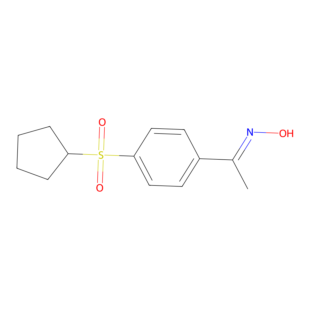 (1E)-1-[4-(cyclopentylsulfonyl)phenyl]ethanone oxime molecular structure, CAS 1050910-52-5