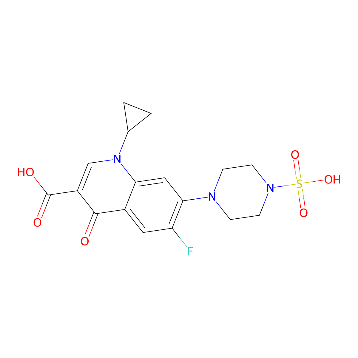 Sulfociprofloxacin molecular structure, CAS 105093-21-8