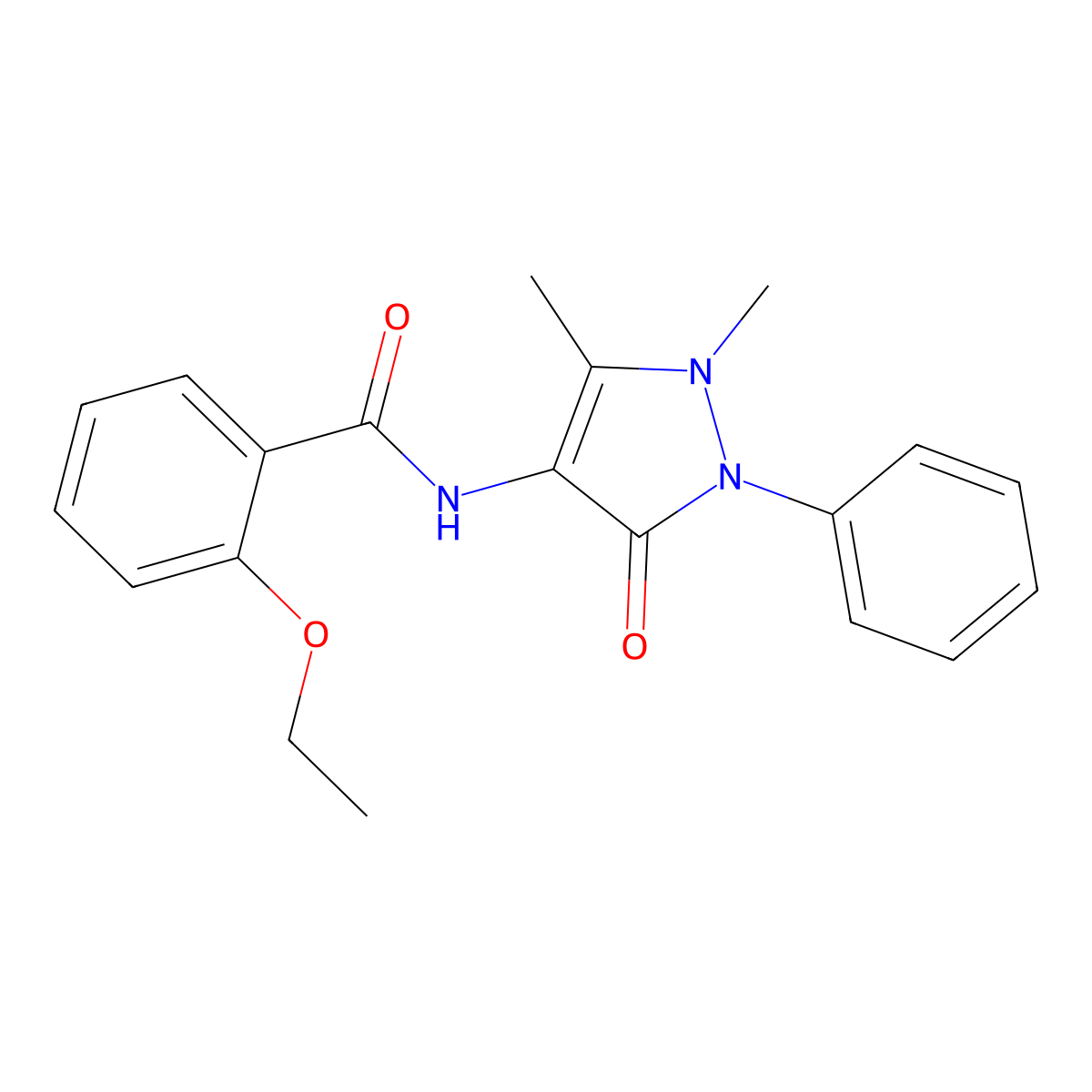 N-(1,5-dimethyl-3-oxo-2-phenyl-2,3-dihydro-1H-pyrazol-4-yl)-2-ethoxybenzamide molecular structure, CAS 1051-22-5