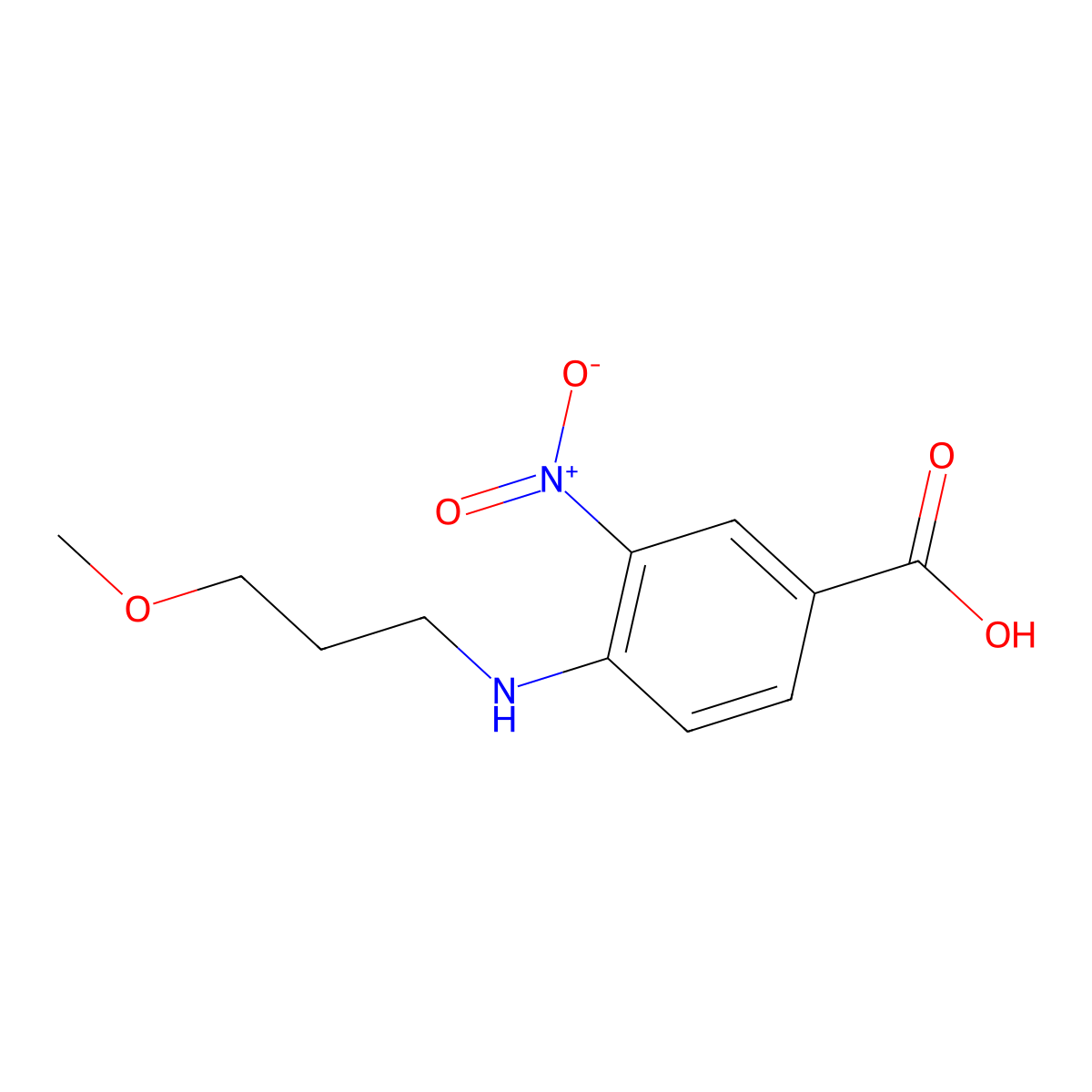 4-[(3-Methoxypropyl)amino]-3-nitrobenzoic acid molecular structure, CAS 1051102-41-0