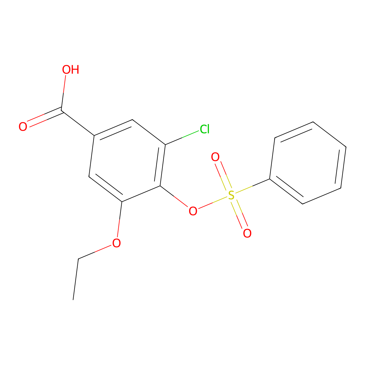 3-Chloro-5-ethoxy-4-[(phenylsulfonyl)oxy]benzoic acid molecular structure, CAS 1051154-52-9