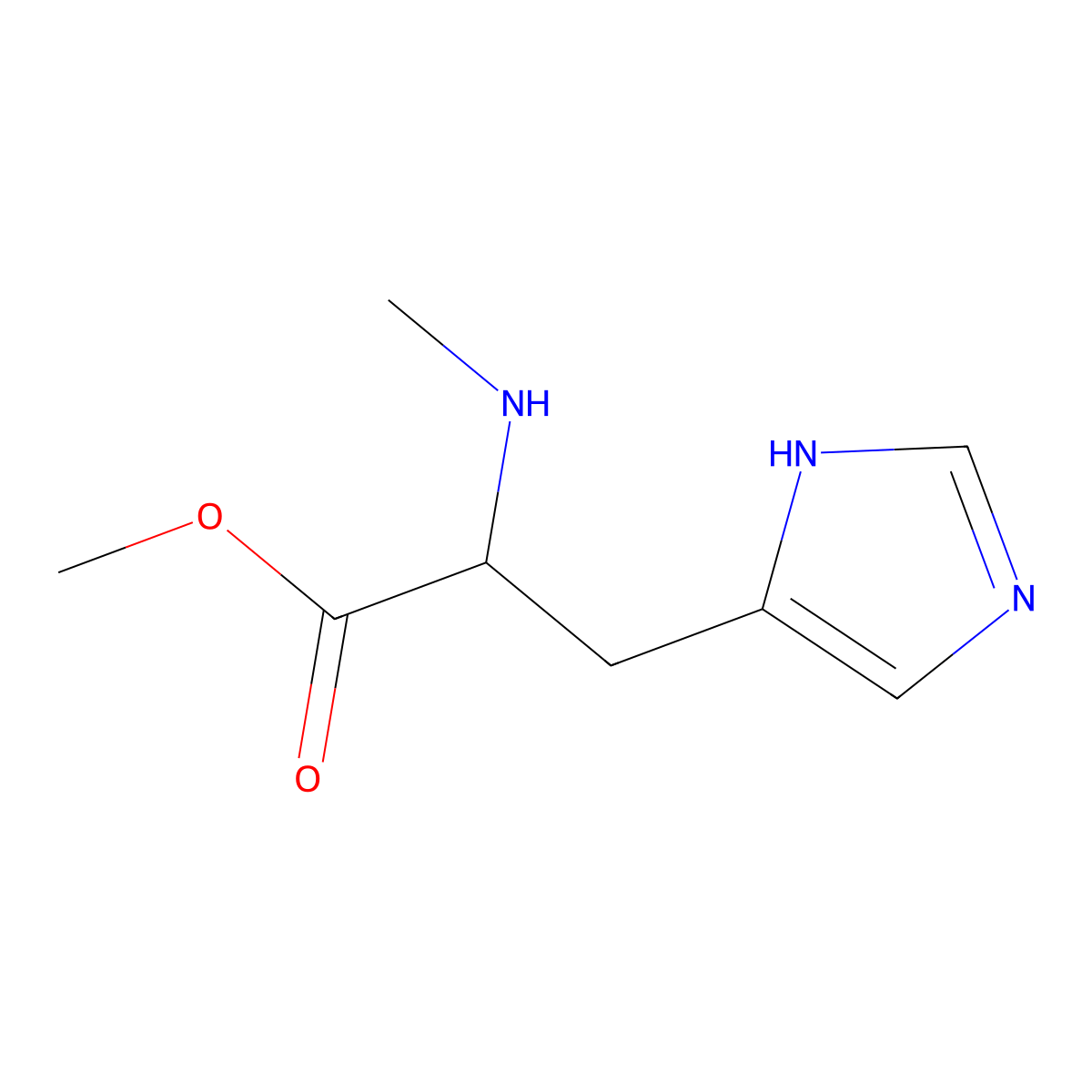 (S)-Methyl 3-(1H-imidazol-5-yl)-2-(methylamino)propanoate molecular structure, CAS 105116-95-8