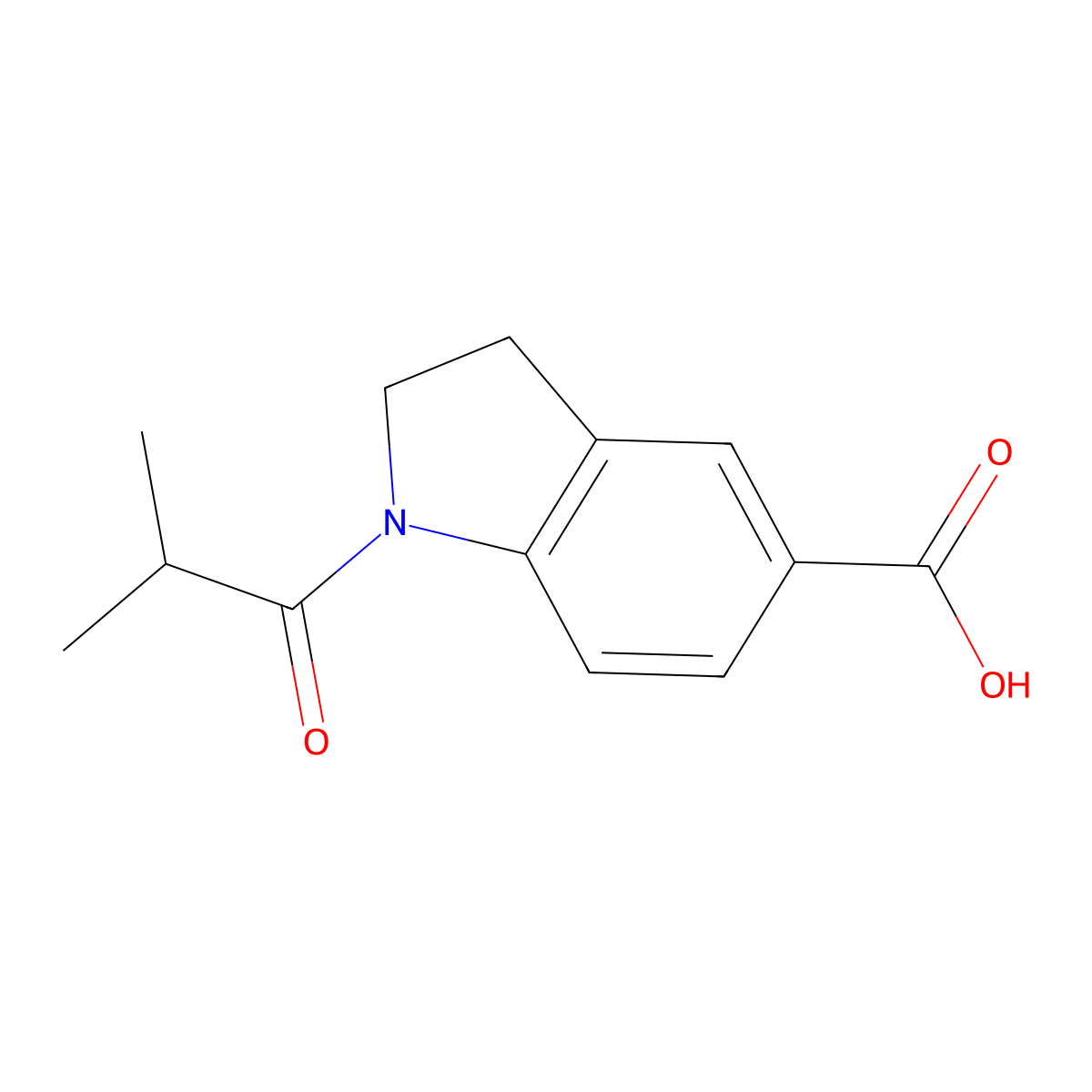 1-Isobutyrylindoline-5-carboxylic acid molecular structure, CAS 1051188-71-6