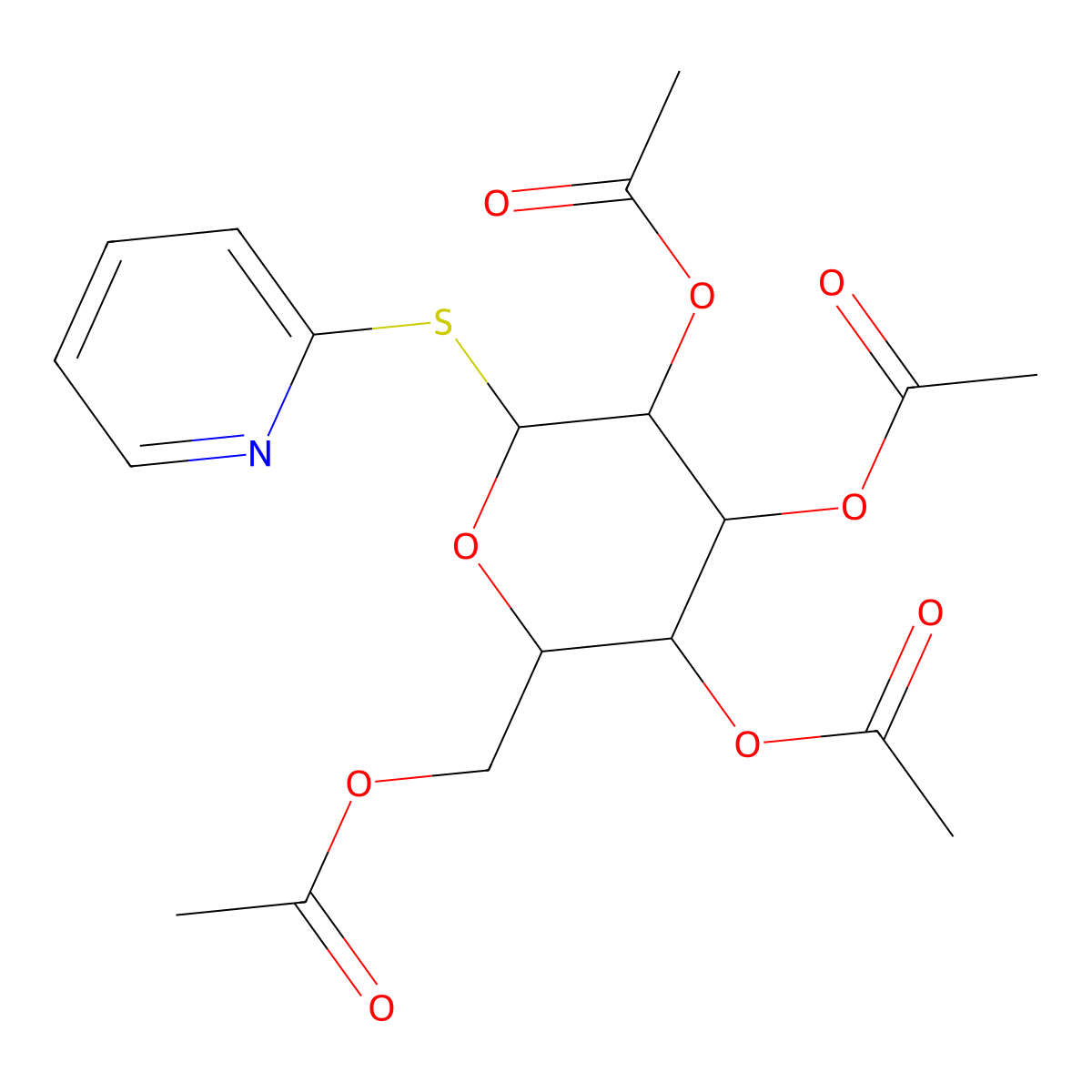 2-Pyridyl 2,3,4,6-tetra-O-acetyl-b-D-thioglucopyranoside molecular structure, CAS 105120-89-6