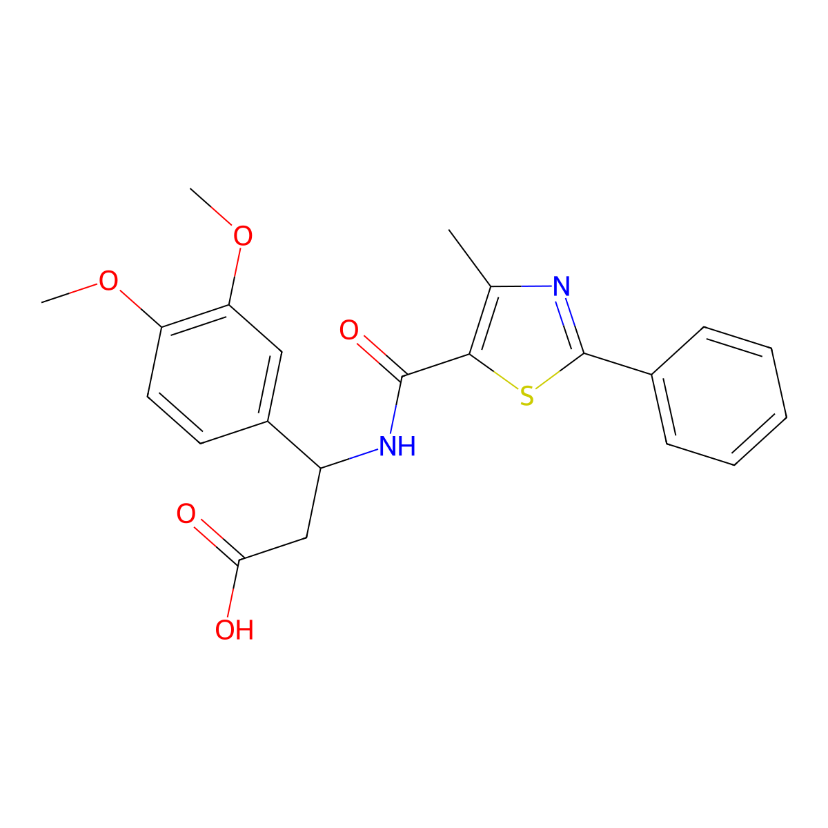 3-(3,4-Dimethoxyphenyl)-3-{[(4-methyl-2-phenyl-1,3-thiazol-5-yl)carbonyl]amino}propanoic acid molecular structure, CAS 1051238-17-5