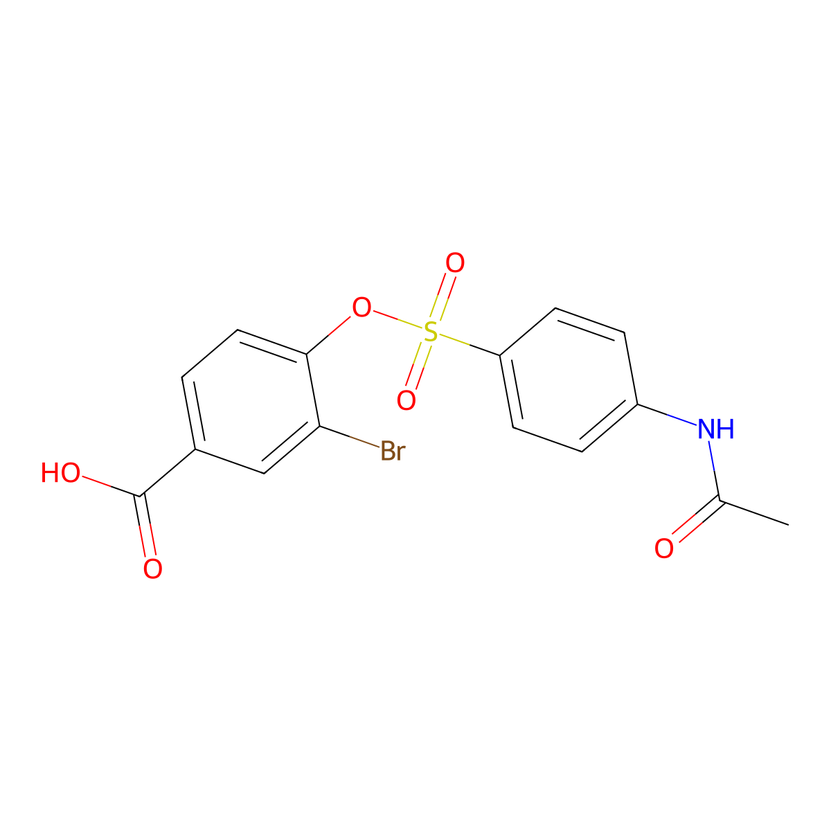 4-({[4-(Acetylamino)phenyl]sulfonyl}oxy)-3-bromobenzoic acid molecular structure, CAS 1051256-33-7