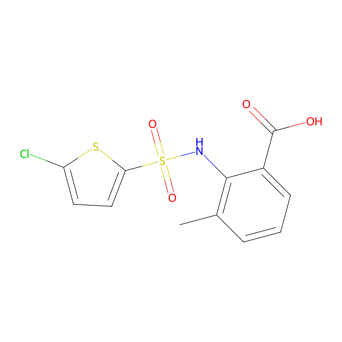 2-(5-Chlorothiophene-2-sulfonamido)-3-methylbenzoic acid molecular structure, CAS 1051261-49-4