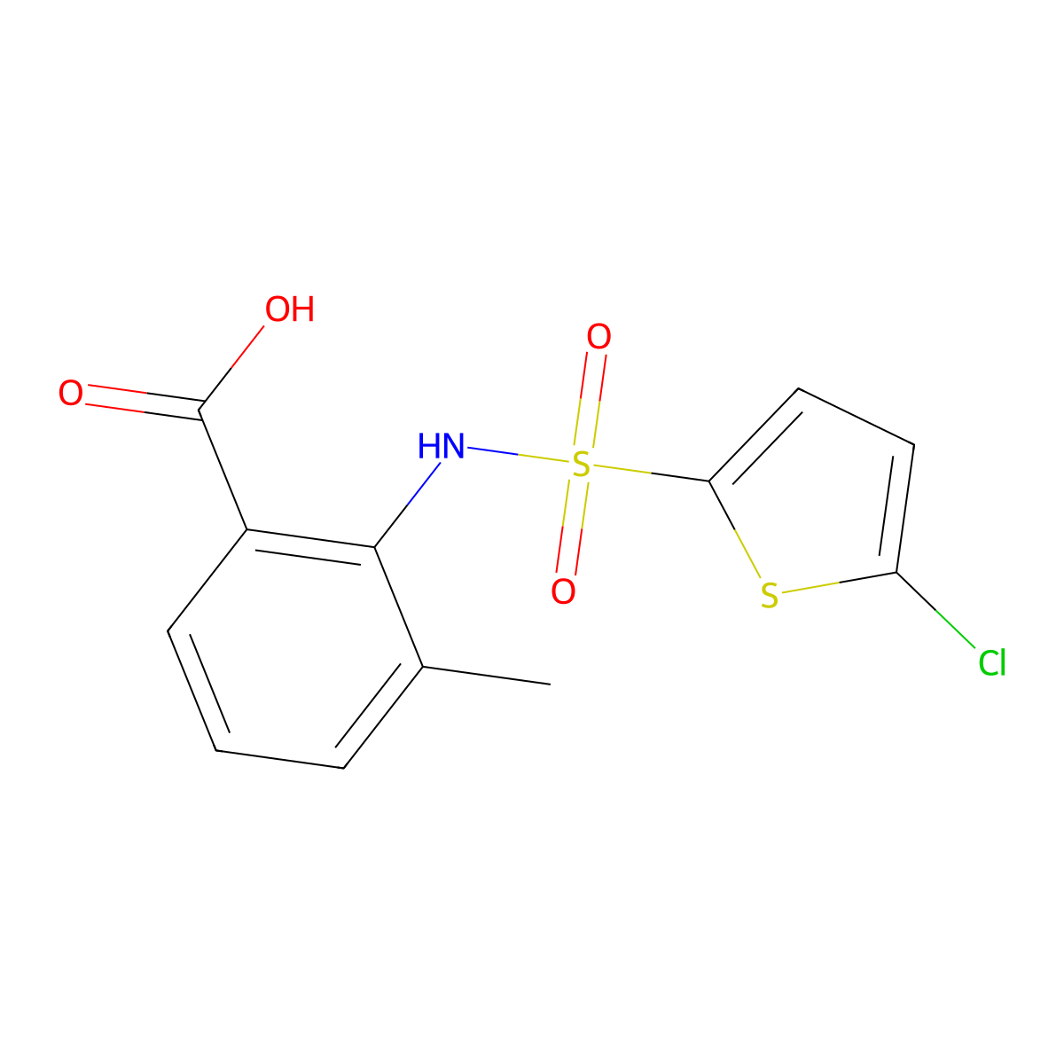 2-(5-Chlorothiophene-2-sulfonamido)-3-methylbenzoic acid molecular structure, CAS 1051261-49-4