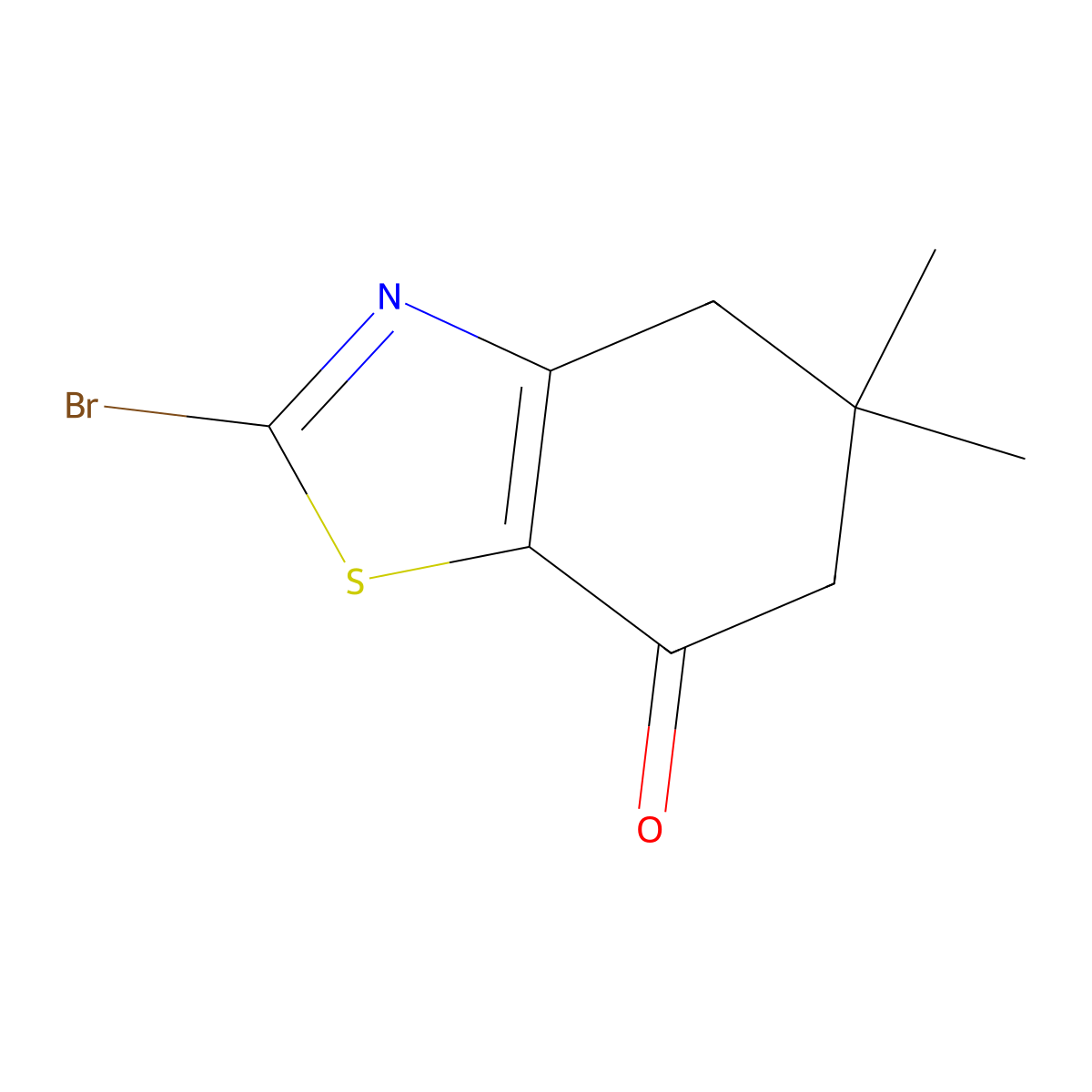 2-Bromo-5,5-dimethyl-5,6-dihydro-1,3-benzothiazol-7(4H)-one molecular structure, CAS 10513-26-5