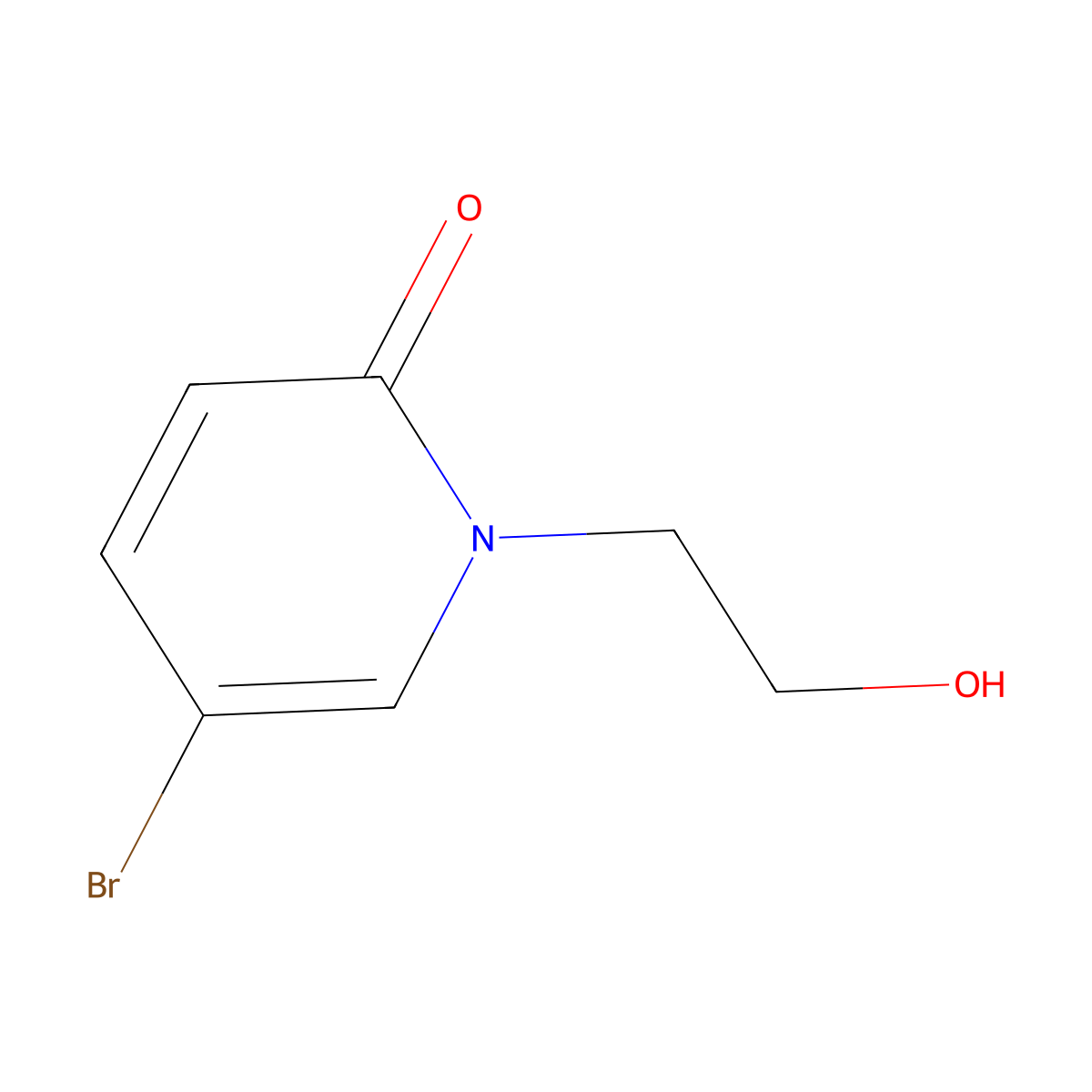 5-bromo-1-(2-hydroxyethyl)pyridin-2(1H)-one molecular structure, CAS 1051315-77-5