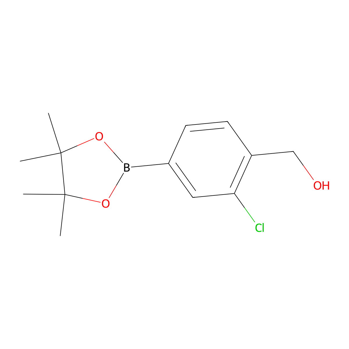 (2-Chloro-4-(4,4,5,5-tetramethyl-1,3,2-dioxaborolan-2-yl)phenyl)methanol molecular structure, CAS 1051316-34-7