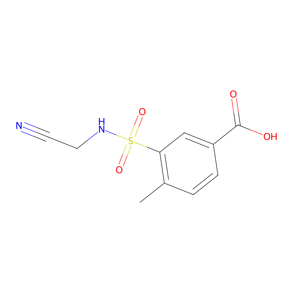 3-[(Cyanomethyl)sulfamoyl]-4-methylbenzoic acid molecular structure, CAS 1051333-34-6