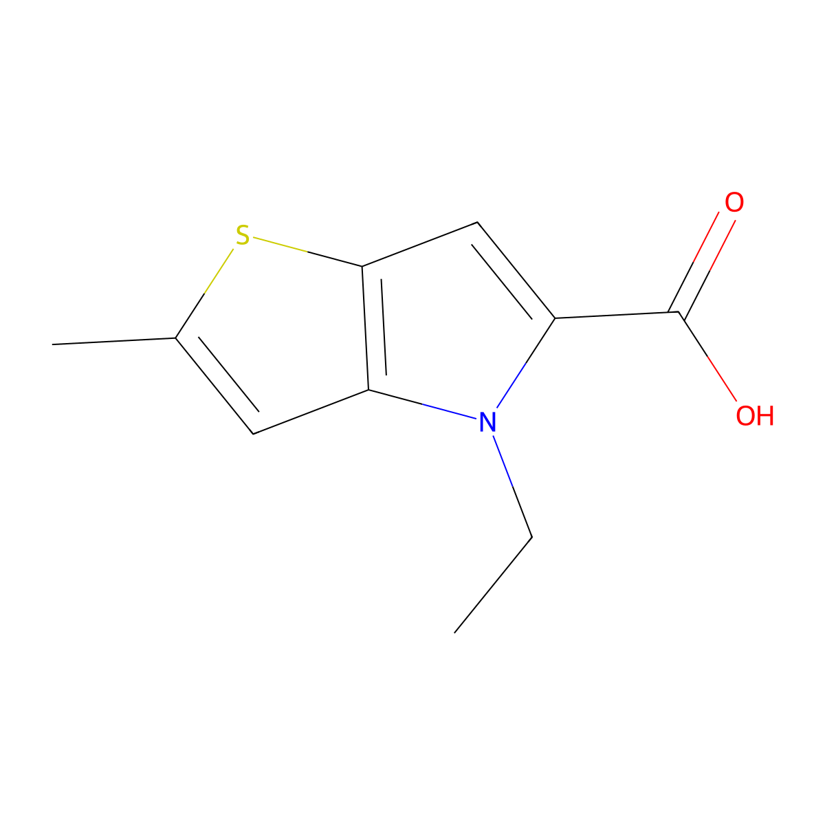 4-Ethyl-2-methyl-4H-thieno[3,2-b]pyrrole-5-carboxylic acid molecular structure, CAS 1051362-36-7