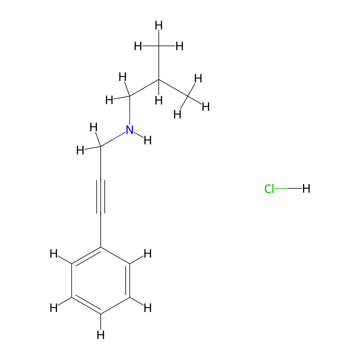 N-Isobutyl-3-phenyl-2-propyn-1-amine hydrochloride molecular structure, CAS 1051363-48-4