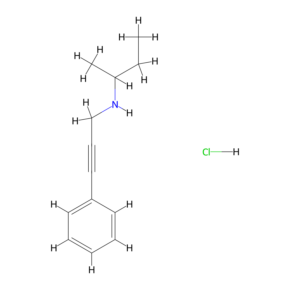 N-(sec-Butyl)-3-phenyl-2-propyn-1-amine hydrochloride molecular structure, CAS 1051363-50-8