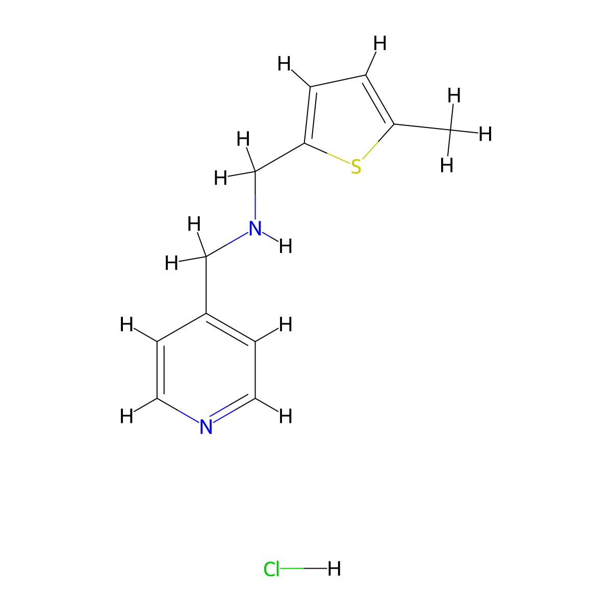 [(5-Methyl-2-thienyl)methyl](4-pyridinylmethyl)amine hydrochloride molecular structure, CAS 1051364-44-3