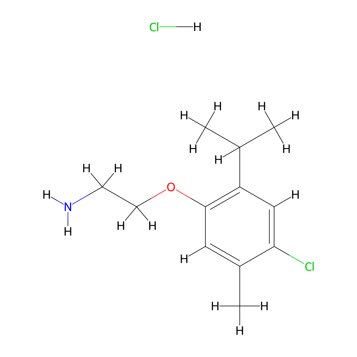2-(4-Chloro-2-isopropyl-5-methyl-phenoxy)-ethylamine hydrochloride molecular structure, CAS 1051368-66-1