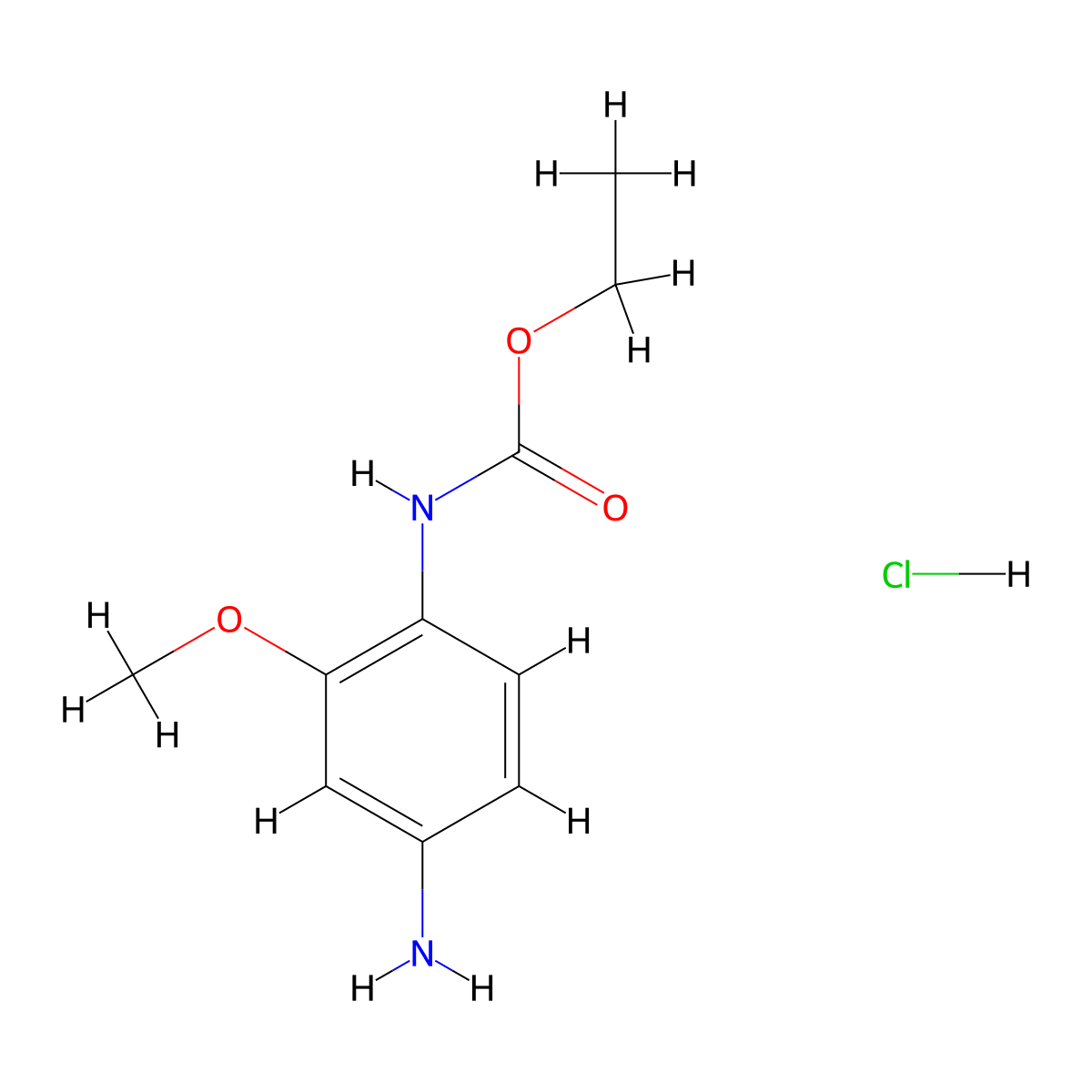 Ethyl (4-amino-2-methoxyphenyl)carbamate hydrochloride molecular structure, CAS 1051368-72-9