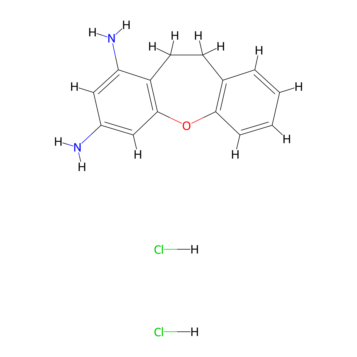 10,11-Dihydrodibenzo[b,f]oxepine-1,3-diamine dihydrochloride molecular structure, CAS 1051369-20-0