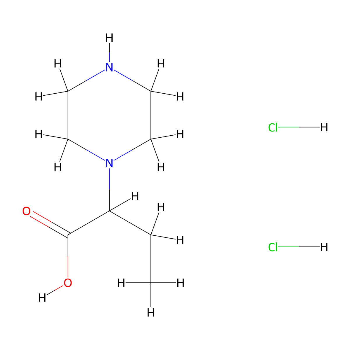 2-Piperazin-1-ylbutanoic acid dihydrochloride molecular structure, CAS 1051369-22-2