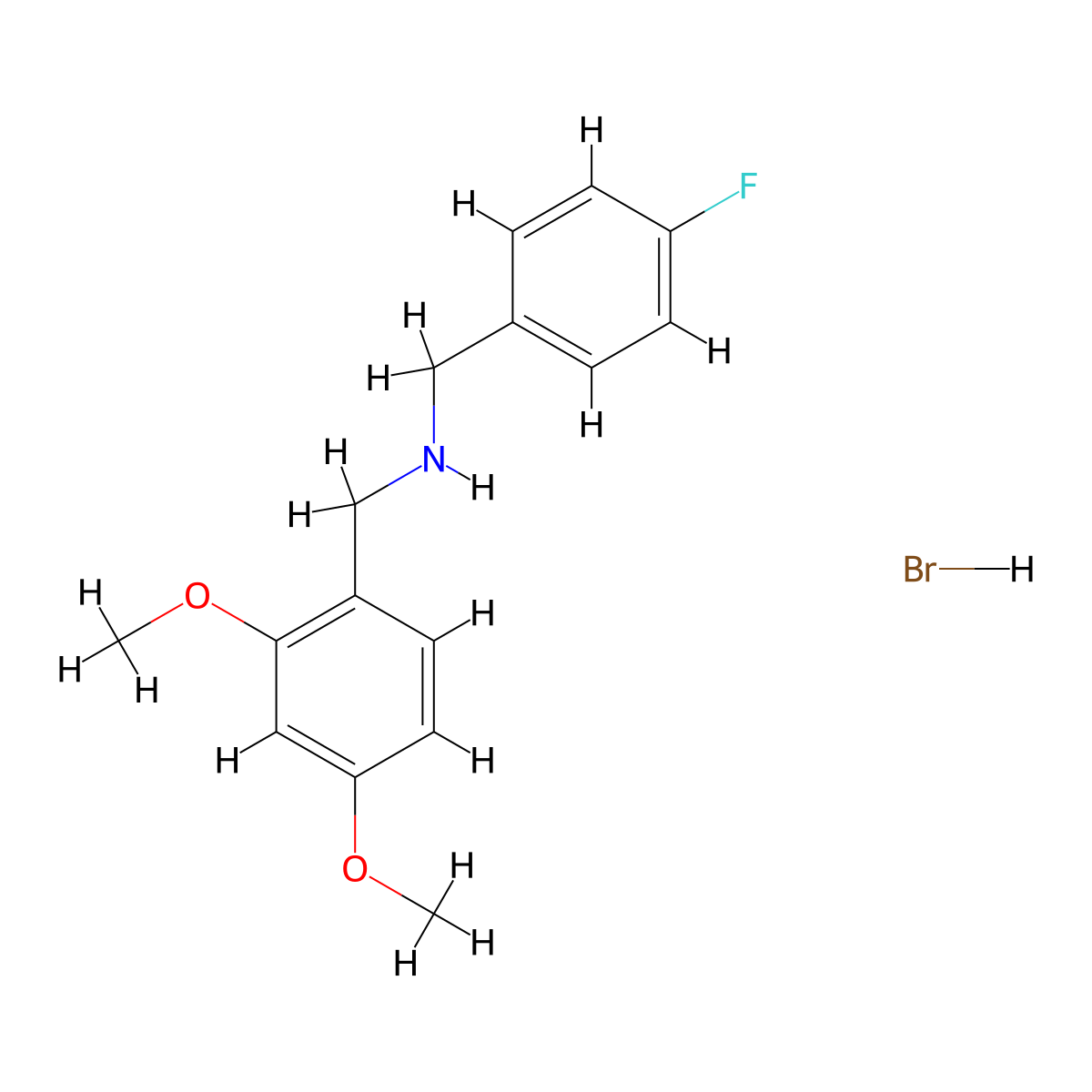 (2,4-Dimethoxy-benzyl)-(4-fluoro-benzyl)-amine hydrobromide molecular structure, CAS 1051369-28-8
