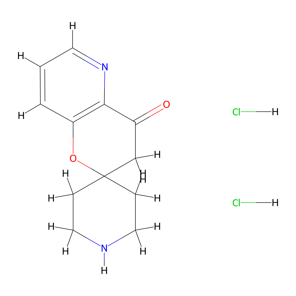 3',4'-Dihydrospiro[piperidine-4,2'-pyrano[3,2-b]pyridine]-4'-one dihydrochloride molecular structure, CAS 1051383-44-8