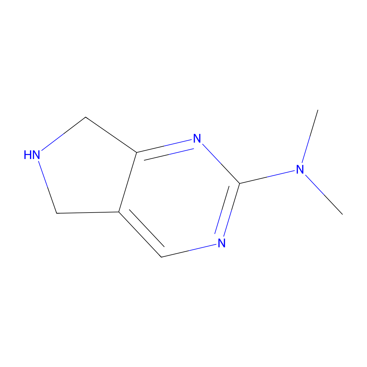 N,N-dimethyl-5H,6H,7H-pyrrolo[3,4-d]pyrimidin-2-amine molecular structure, CAS 1051394-69-4