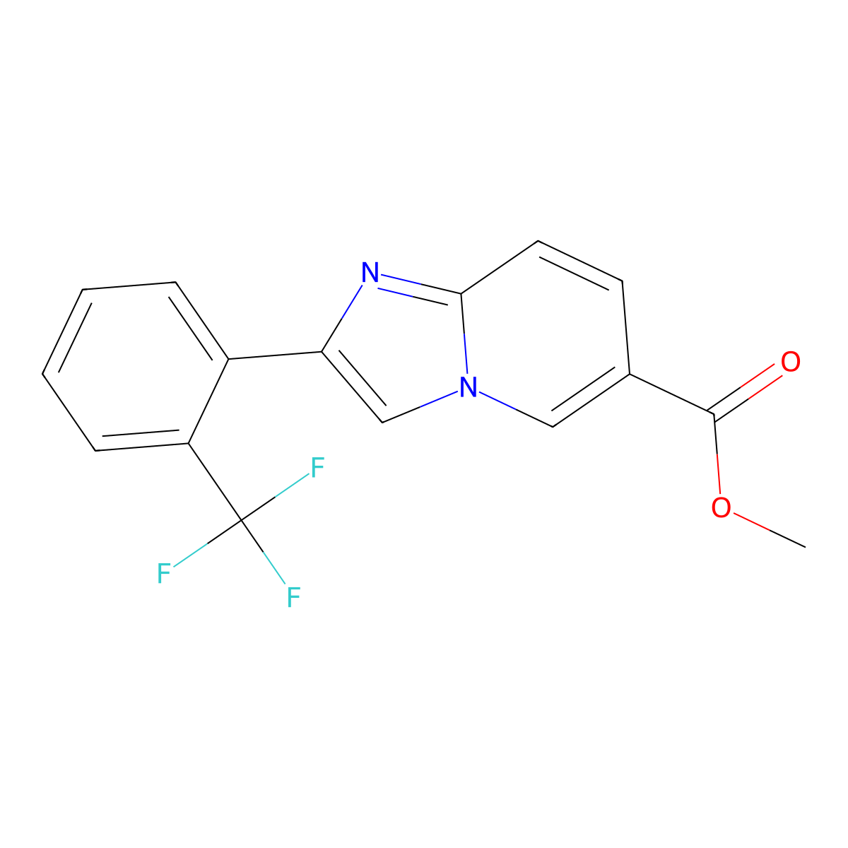 Methyl 2-[2-(trifluoromethyl)phenyl]imidazo[1,2-a]pyridine-6-carboxylate molecular structure, CAS 1051397-21-7