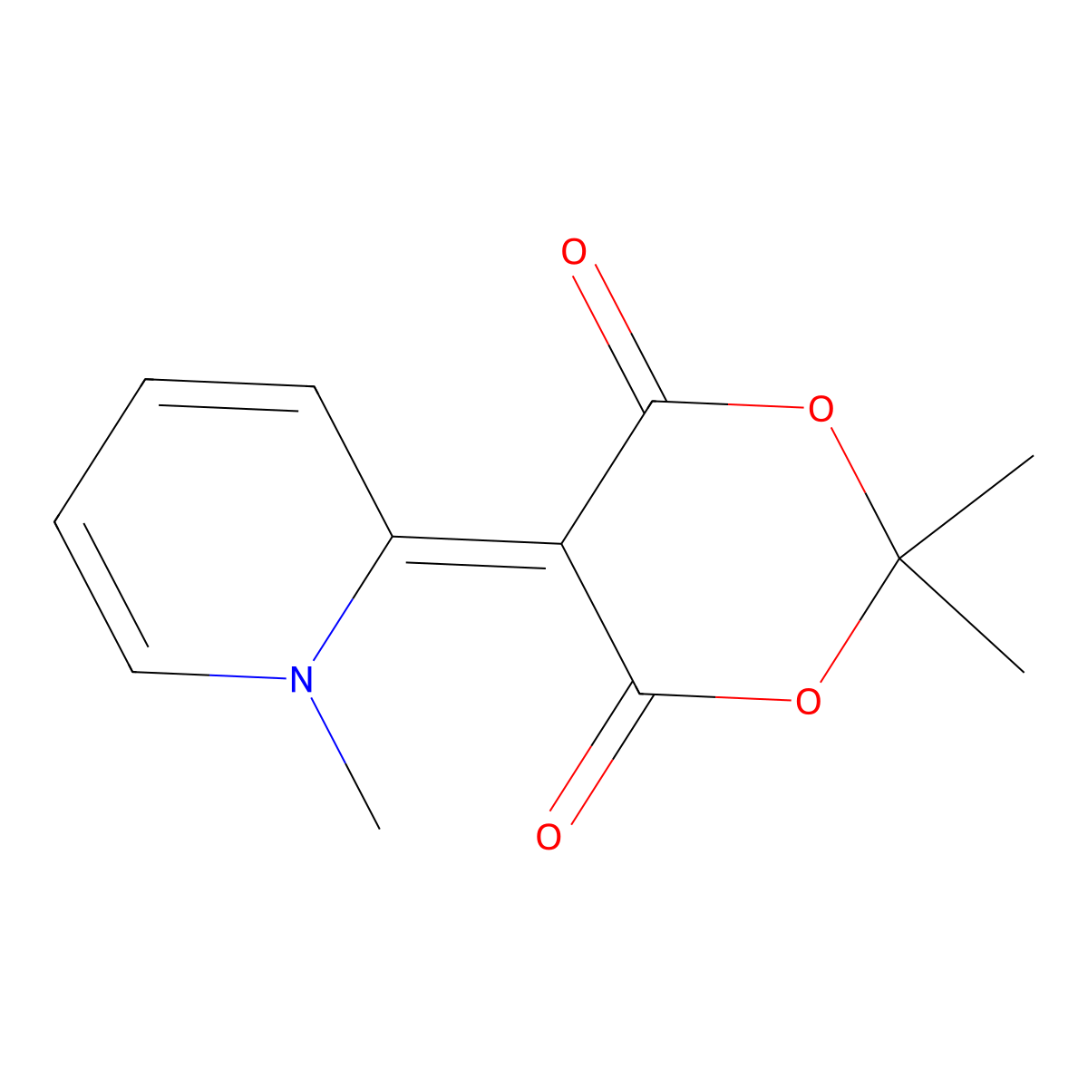 1,3-Dioxane-4,6-dione, 2,2-dimethyl-5-(1-methyl-2(1H)-pyridinylidene)- molecular structure, CAS 105142-21-0