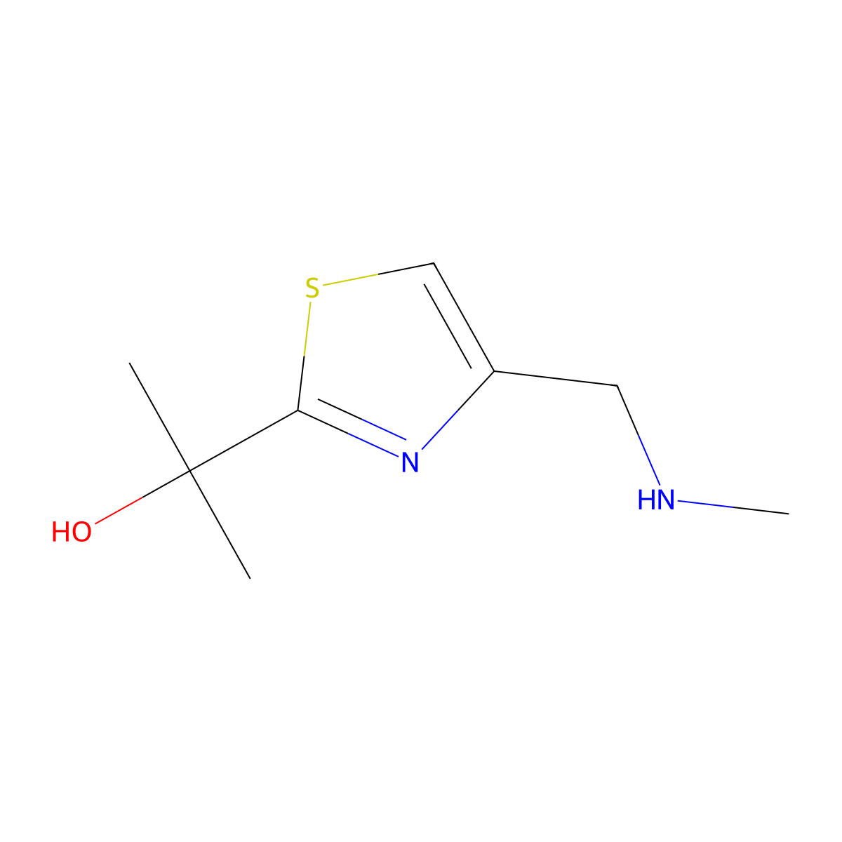 2-(4-((Methylamino)methyl)-1,3-thiazol-2-yl)propan-2-ol molecular structure, CAS 1051463-24-1