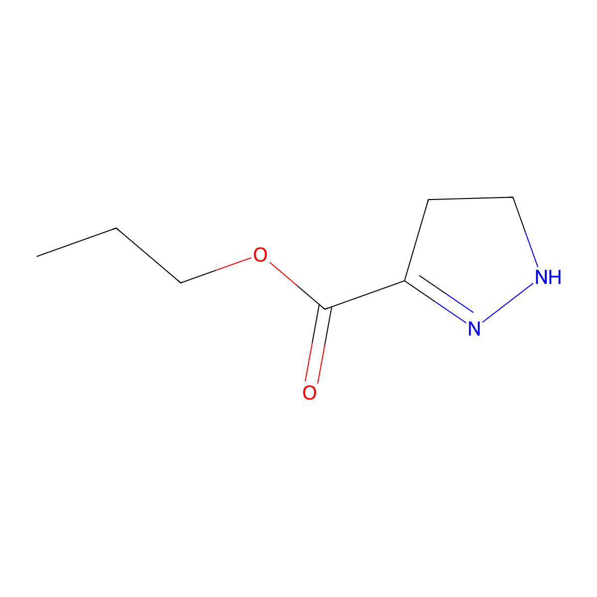 Propyl 4,5-dihydro-1H-pyrazole-3-carboxylate molecular structure, CAS 105169-46-8