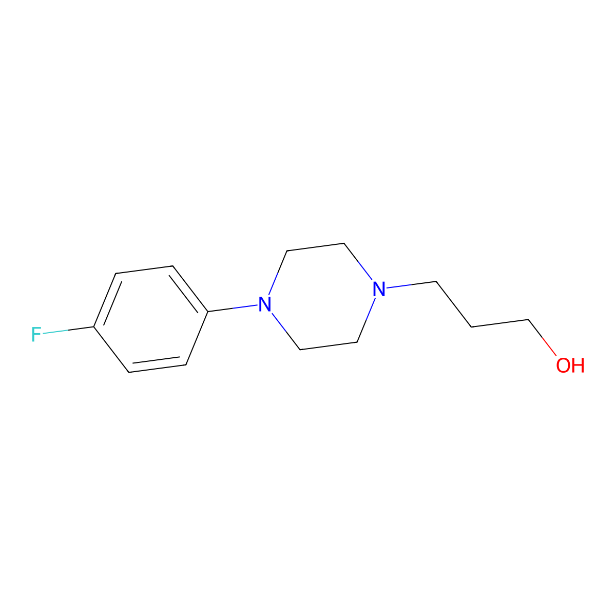 1-Piperazinepropanol, 4-(4-fluorophenyl)- molecular structure, CAS 105173-87-3