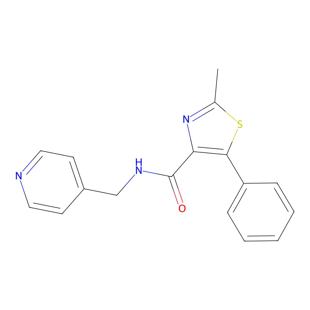 2-methyl-5-phenyl-N-(pyridin-4-ylmethyl)-1,3-thiazole-4-carboxamide molecular structure, CAS 1051873-13-2