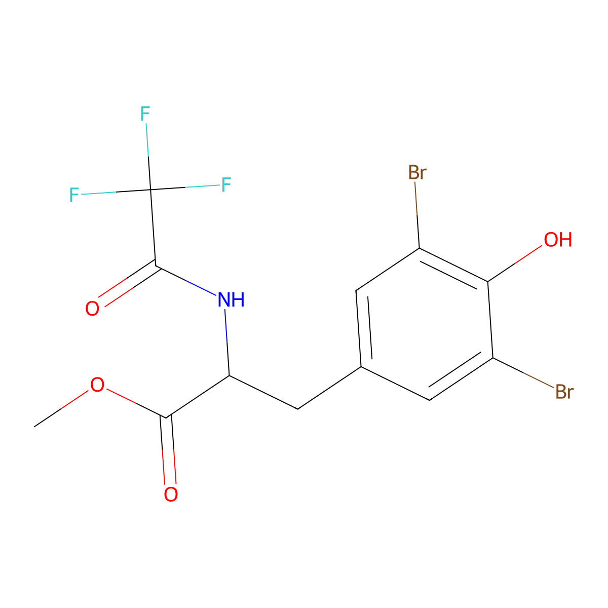 Methyl 3-(3,5-dibromo-4-hydroxyphenyl)-2-[(2,2,2-trifluoroacetyl)amino]propanoate molecular structure, CAS 105189-44-4