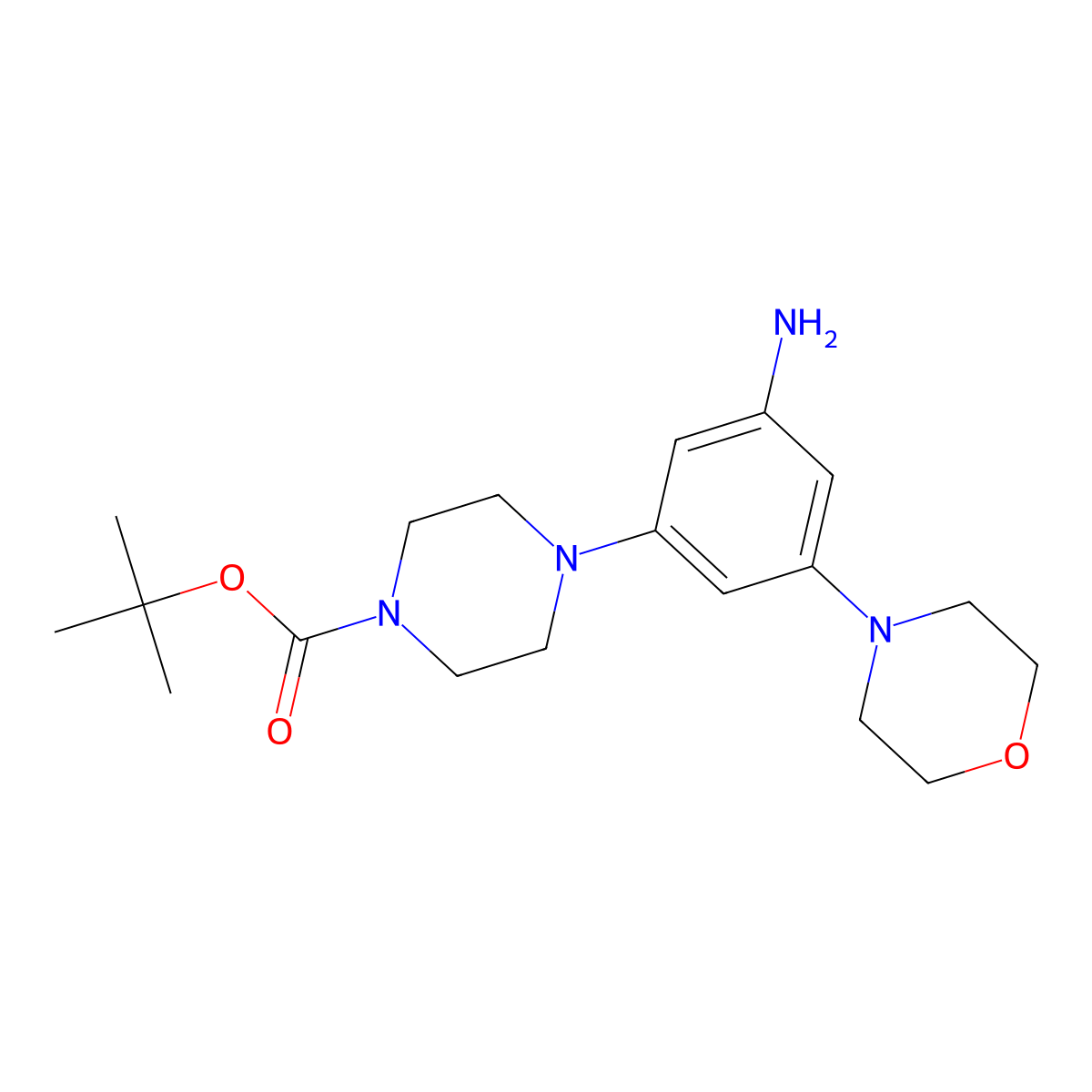 tert-Butyl 4-(3-amino-5-morpholinophenyl)piperazine-1-carboxylate molecular structure, CAS 1051899-49-0