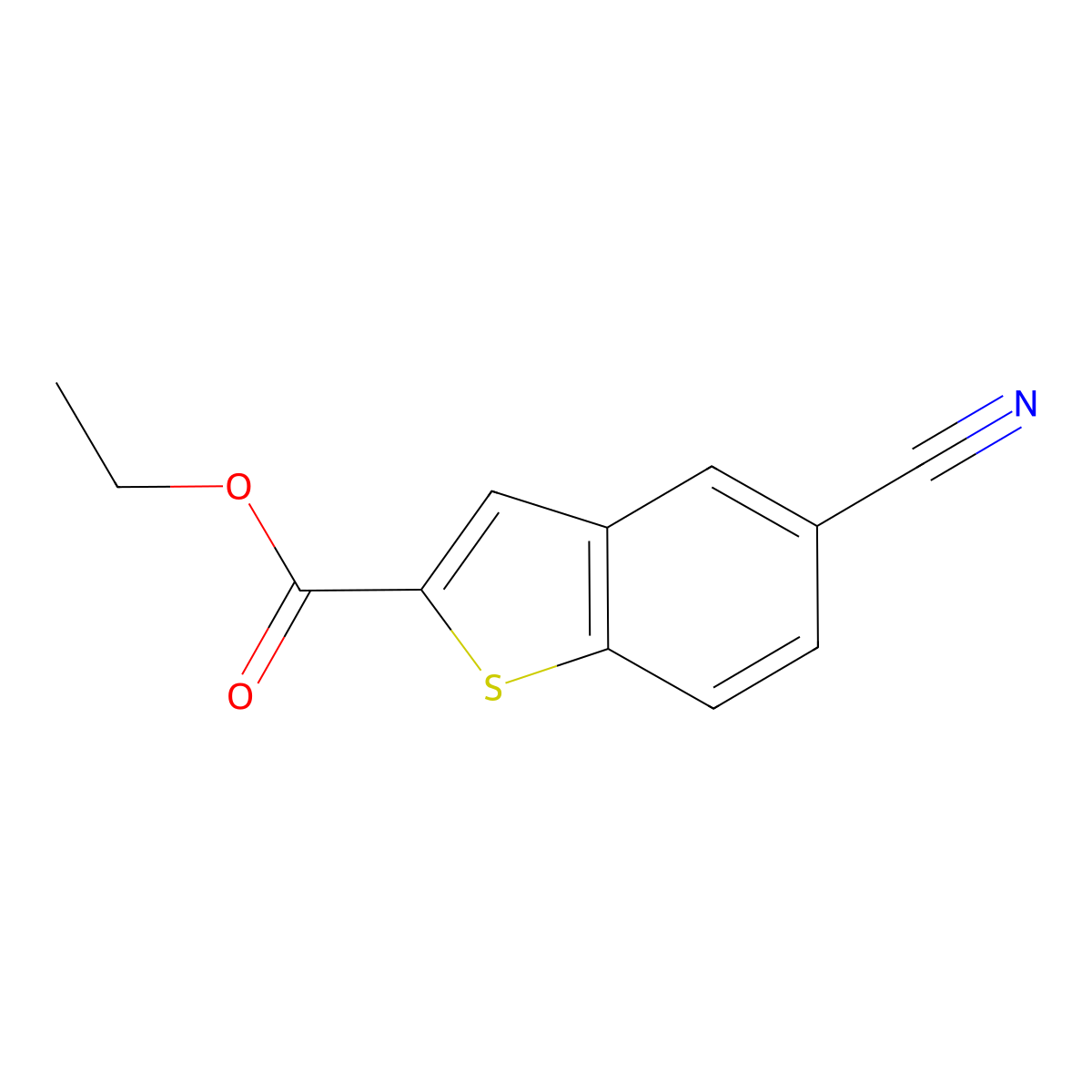 Ethyl 5-cyano-1-benzothiophene-2-carboxylate molecular structure, CAS 105191-14-8