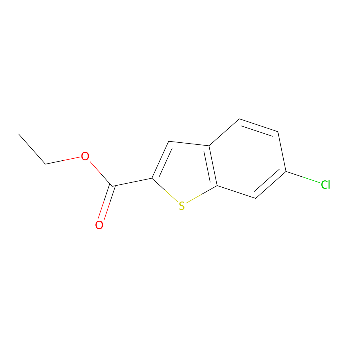 Ethyl 6-chloro-1-benzothiophene-2-carboxylate molecular structure, CAS 105191-53-5