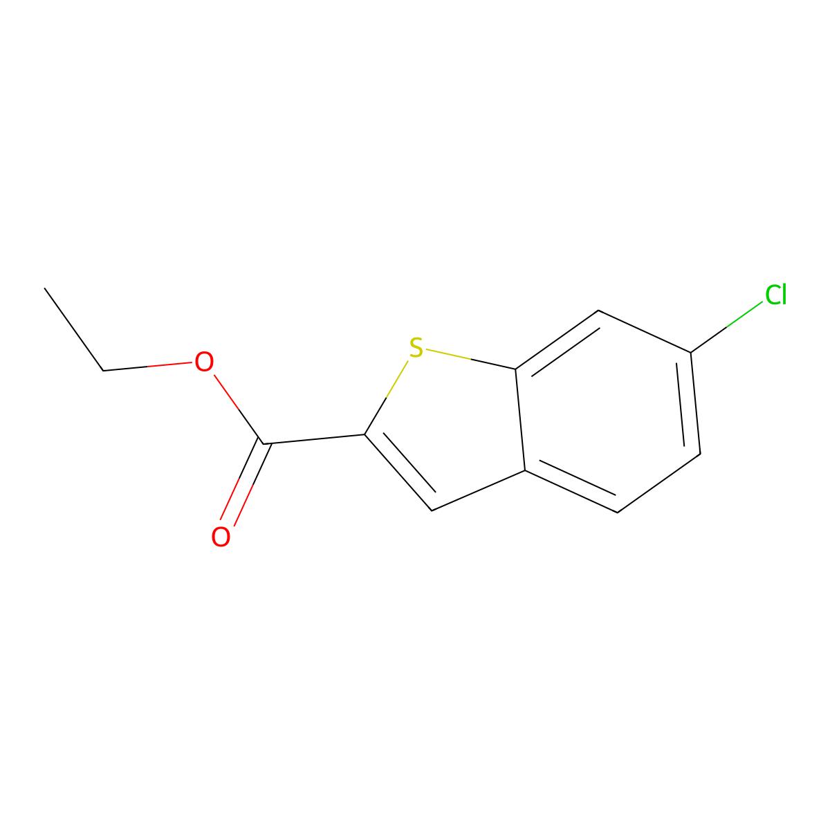 Ethyl 6-chloro-1-benzothiophene-2-carboxylate molecular structure, CAS 105191-53-5