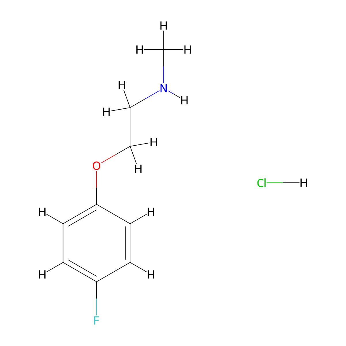 2-(4-Fluorophenoxy)-N-methyl-1-ethanamine hydrochloride molecular structure, CAS 1051919-28-8